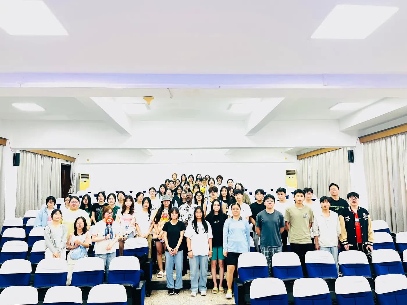 International students together in a university classroom