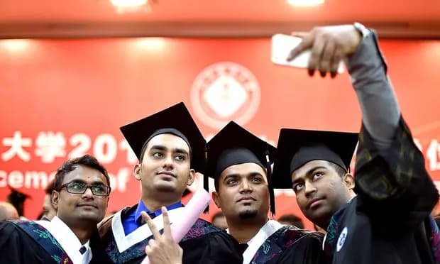 International students celebrating their graduation
