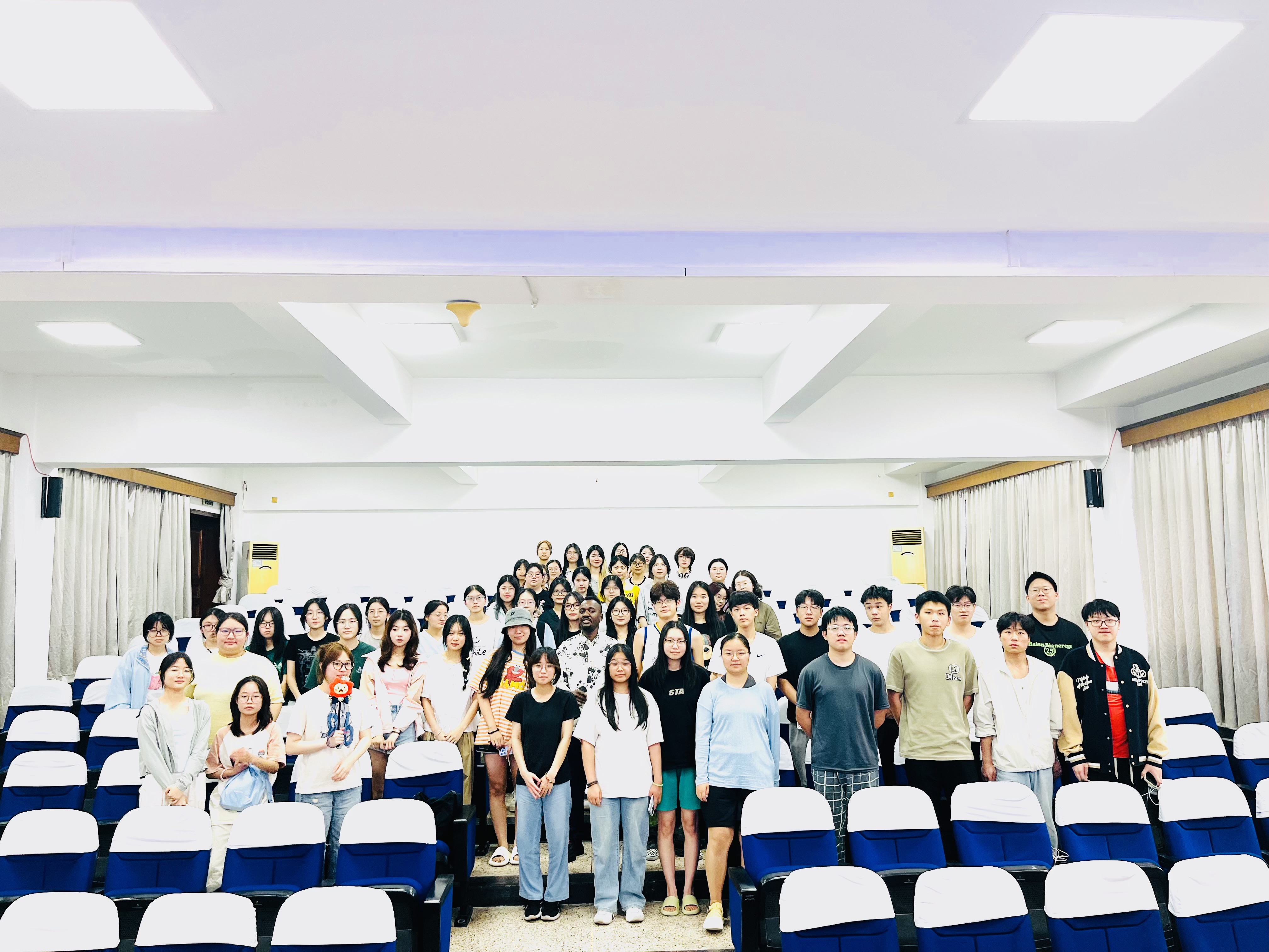 International students together in a university classroom